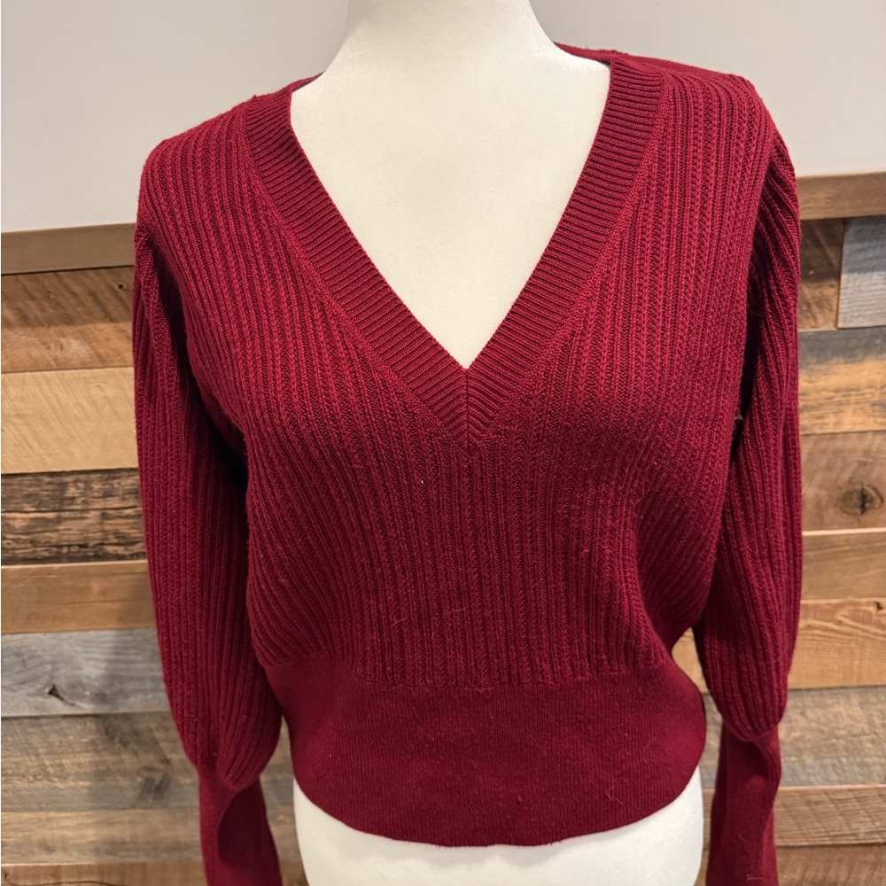 Veronica Beard Red V-Neck Sweater